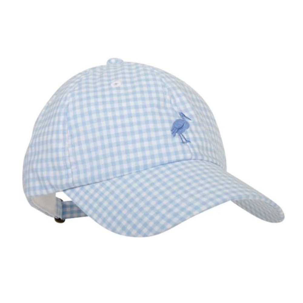 Covington Cap w/ Stork - Buckhead Blue Gingham  TBBC